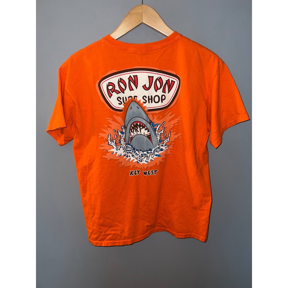 Ron Jon Surf Shop Key West Shark Graphic T-Shirt Orange Youth XL Short Sleeve